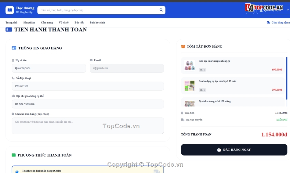 học tập,đồ án học tập,Website bán đồ dùng
